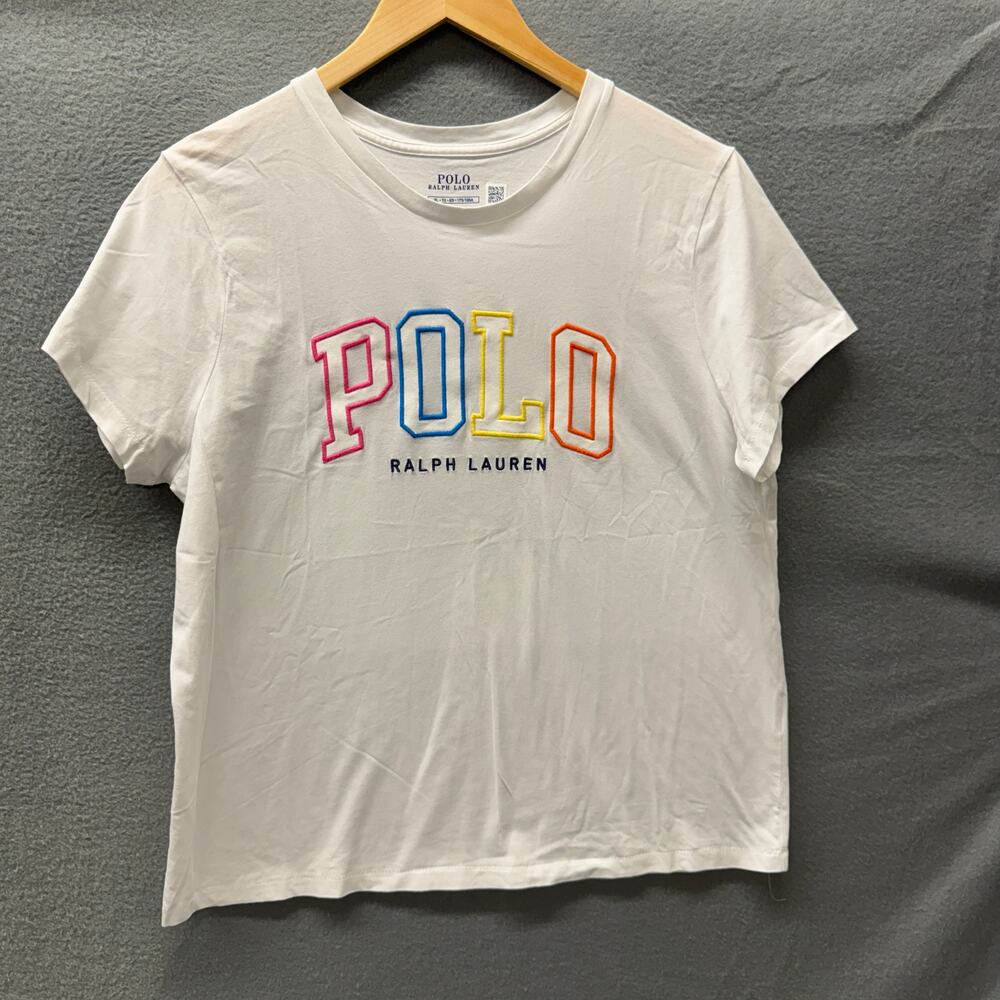 Polo by Ralph Lauren White Short Sleeve Tee with Multicolor POLO Logo